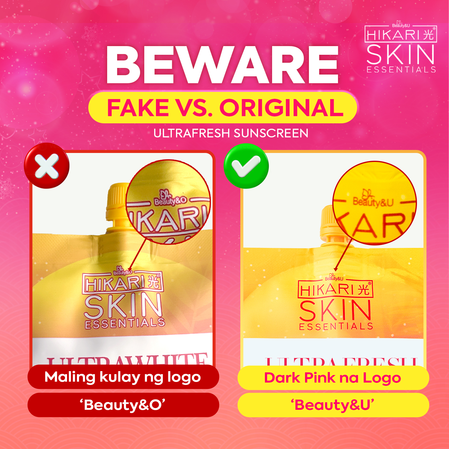 ⚠️ SAY NO TO FAKE PRODUCTS! ⚠️ Mura nga ang presyo, quality at safety mo naman ang kapalit! DOUBLE-CHECK muna bago CHECK-OUT!🛒🛍 #HikariSkinEssentials #HSE #AlagangHikari #OriginalVSFake