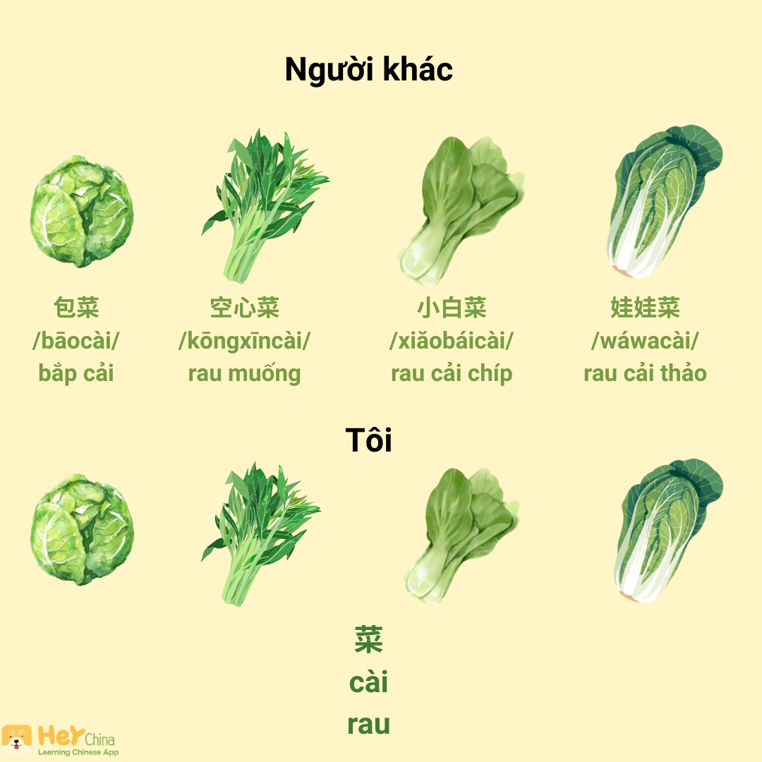 HeyChina: - Người ta phân biệt rau từng loại… còn mình: cứ thấy xanh ...