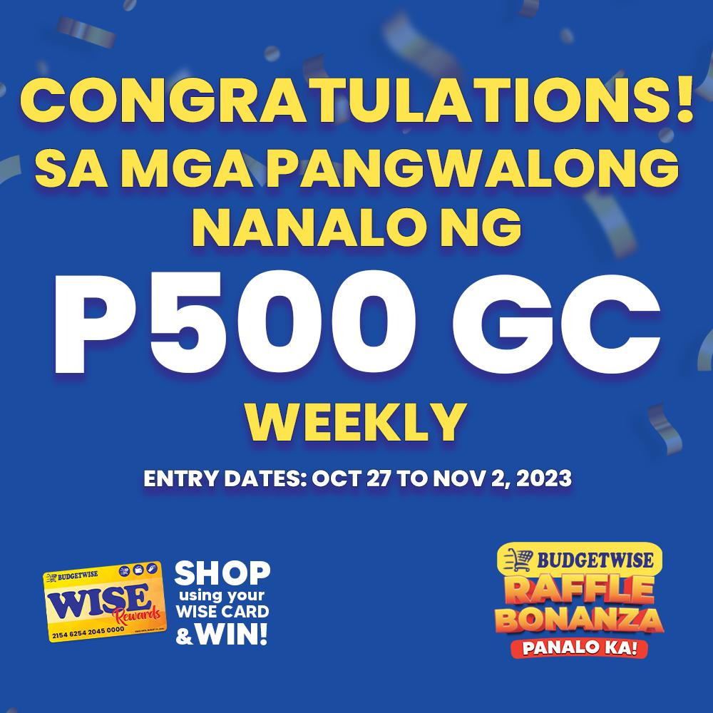 BUDGETWISE - CONGRATULATIONS ️🎉 Sa mga pangwalong nanalo...