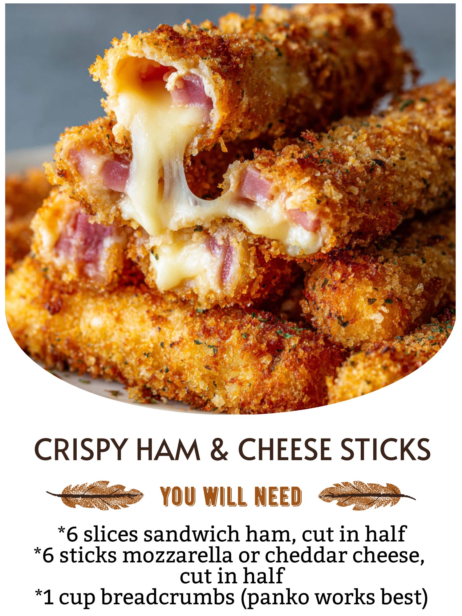 Simple - 🥓🧀 Crispy Ham & Cheese Sticks 🔥 Golden, crunchy on the outside ...