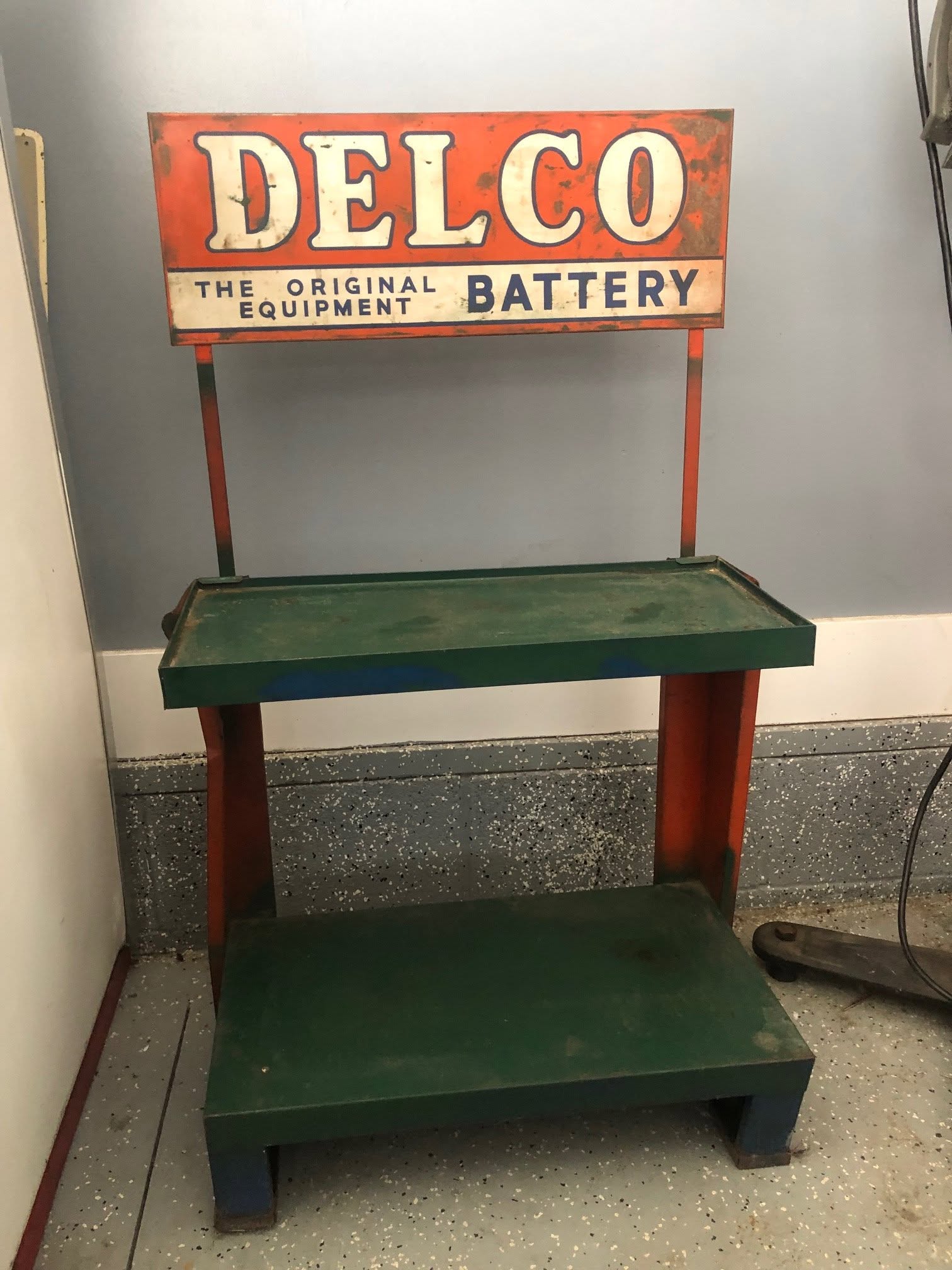 Vintage 1950's Delco Remy Service Station Battery Display Rack Sign