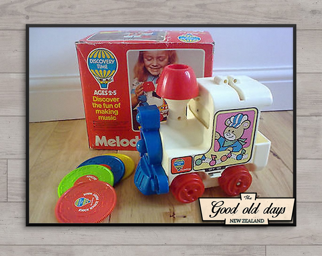 This very sturdy and cute little musical train was made by Tomy in