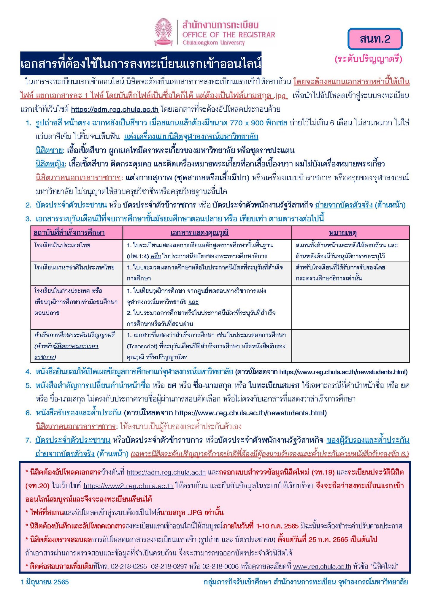 Announcement for New Students: List of Required Documents for ...