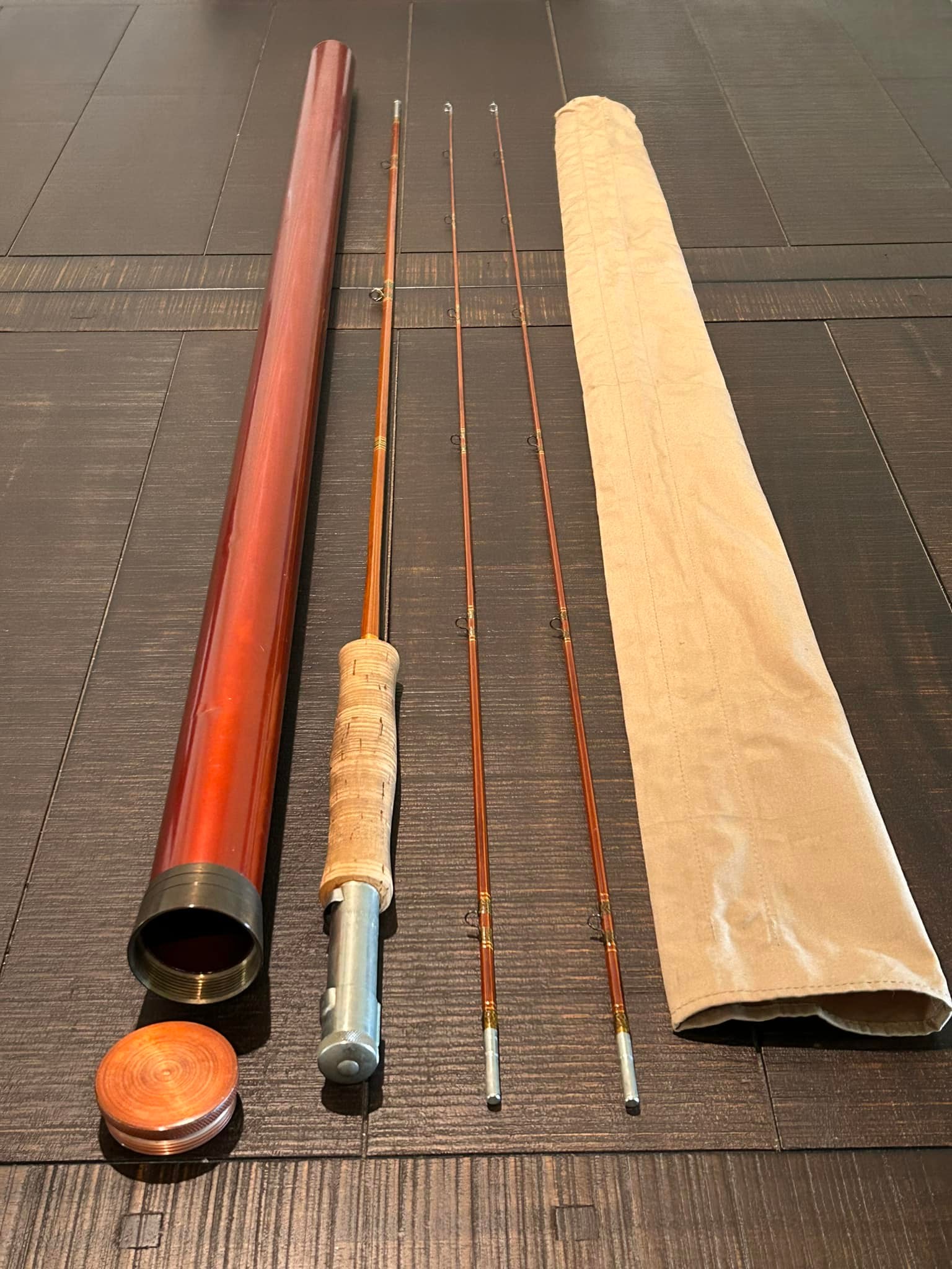 2 word term reel less inexpensive bamboo fishing rod R.L. Winston 8' 2/2 #5 Wright & McGill Granger Deluxe