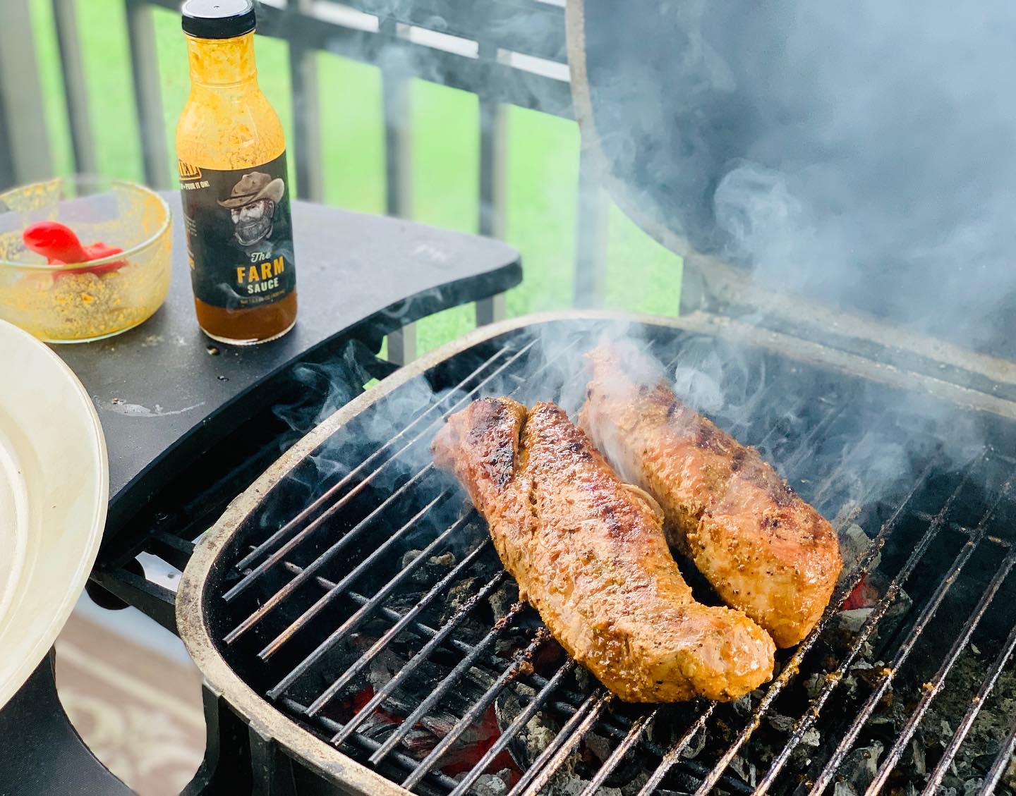 Pork Tenderloin Cooked Sous Vide 145f 3 Then Seared Over Hot Coals On The Pkgrills Pk360 Basted With Thefarmsauce The Farm Fire Water Cooking The Fusion Of Sous Vide And