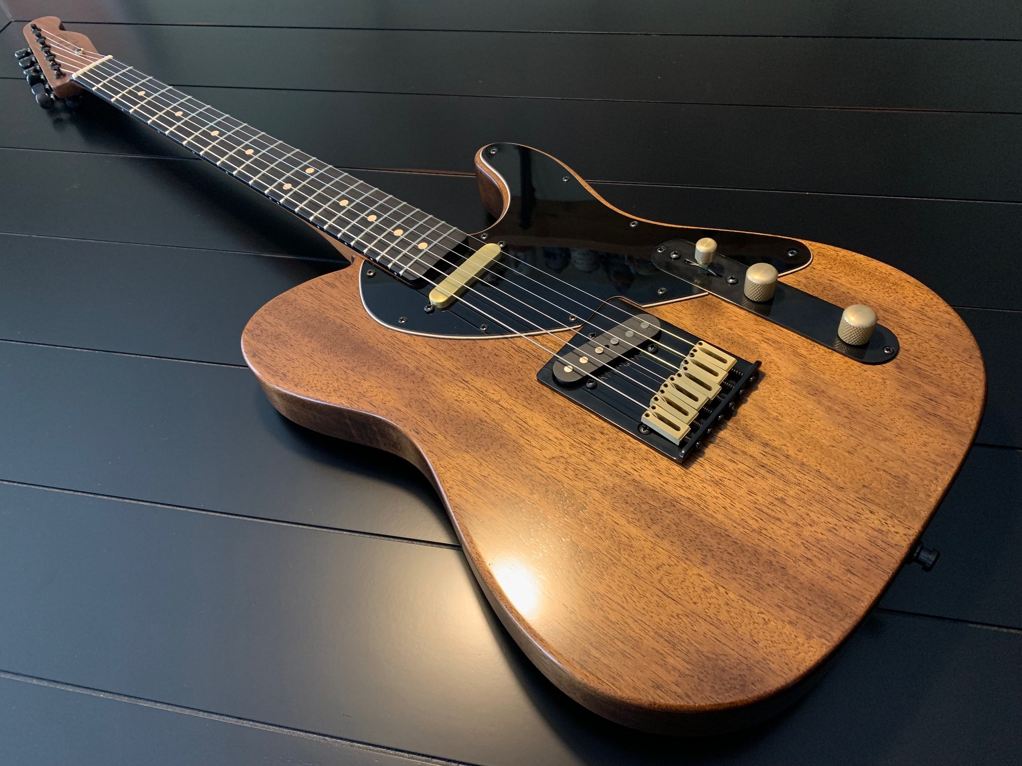 Mahogany Telecaster with dark walnut stain