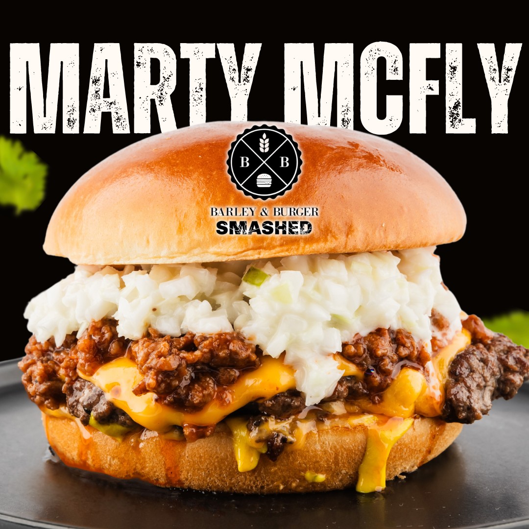 Barley - Our Marty McFly! A fusion of house-made chili, slaw, mustard ...