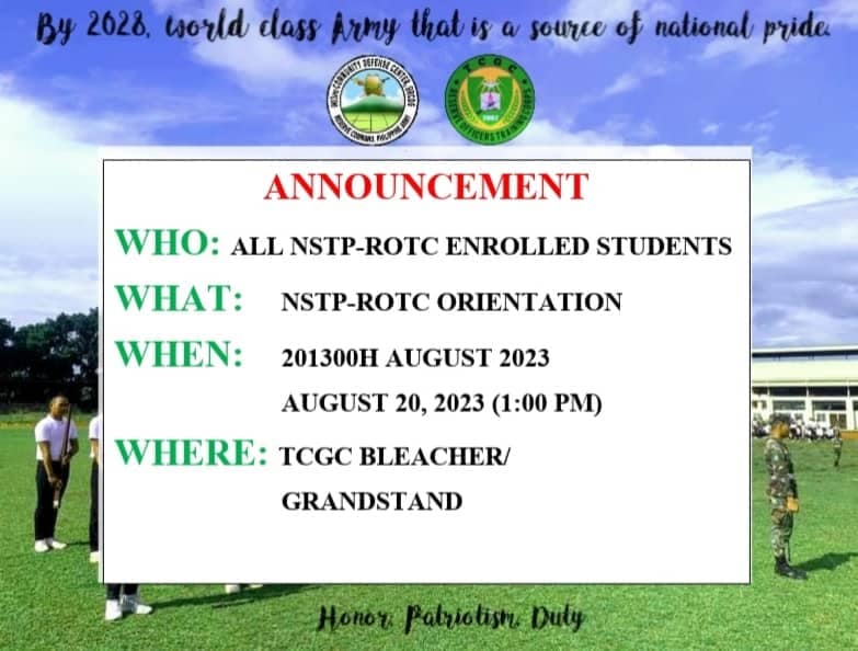 Gov. Alfonso D. Tan College ROTC Unit 2019-2020 | Tangub City