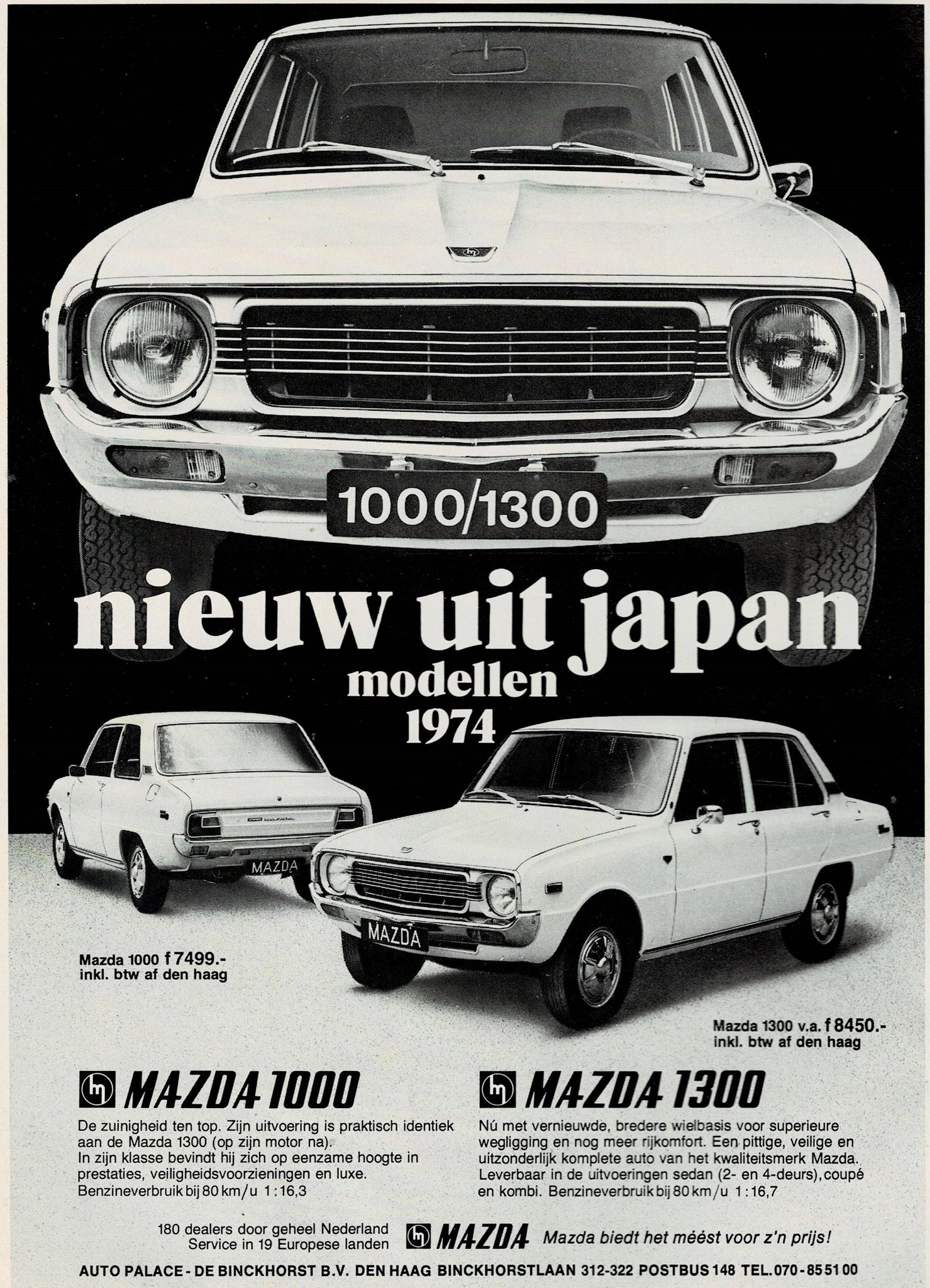 1971 Mazda 1300 sedan brochure from Finland