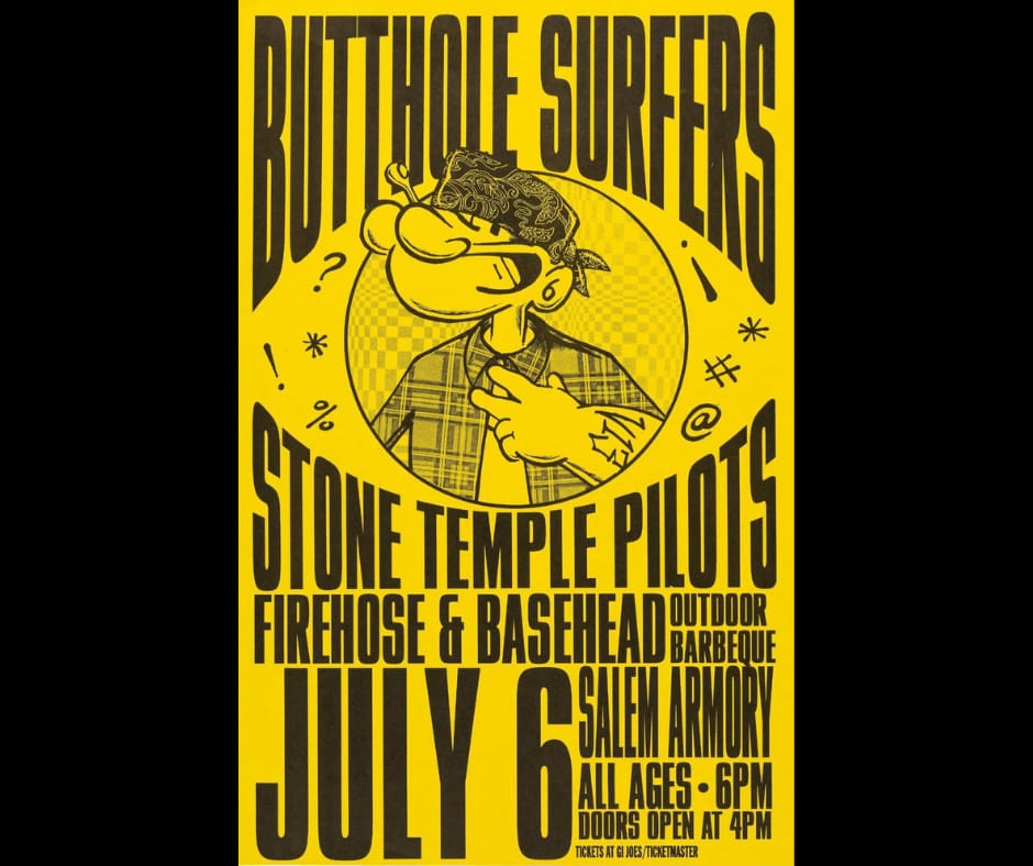 Concert poster for Butthole Surfers, Stone Temple Pilots, fIREHOSE