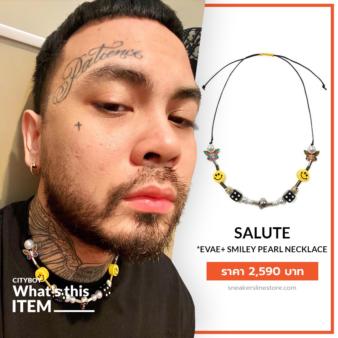 UrboyTJ with SALUTE *EVAE+ SMILEY PEARL NECKLACE . ** สร้อยที่ตอน