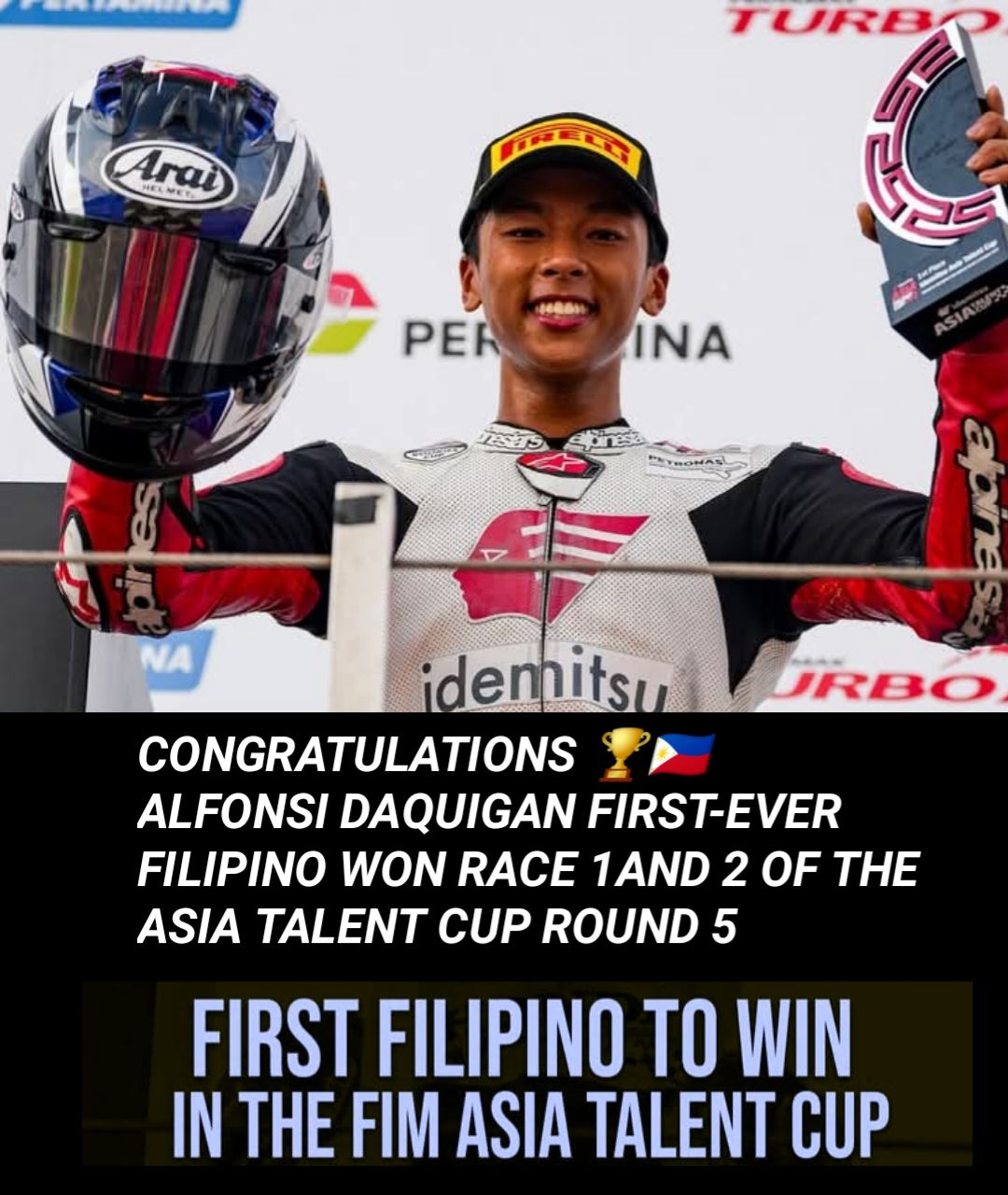 Renz - 🏍️🔥 MOTORCYCLE RACING CHAMP! 🇵🇭🏁 History made! Alfonsi Daquigan ...