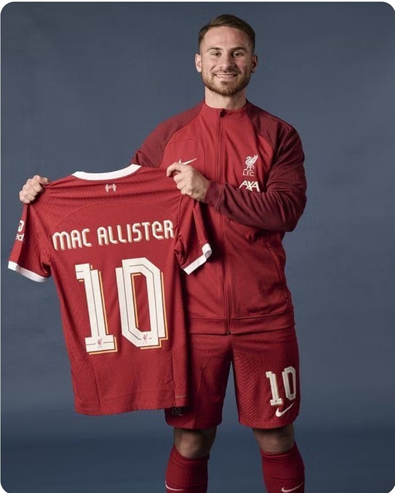 Alexis Mac Allister joins Liverpool with number 10 shirt