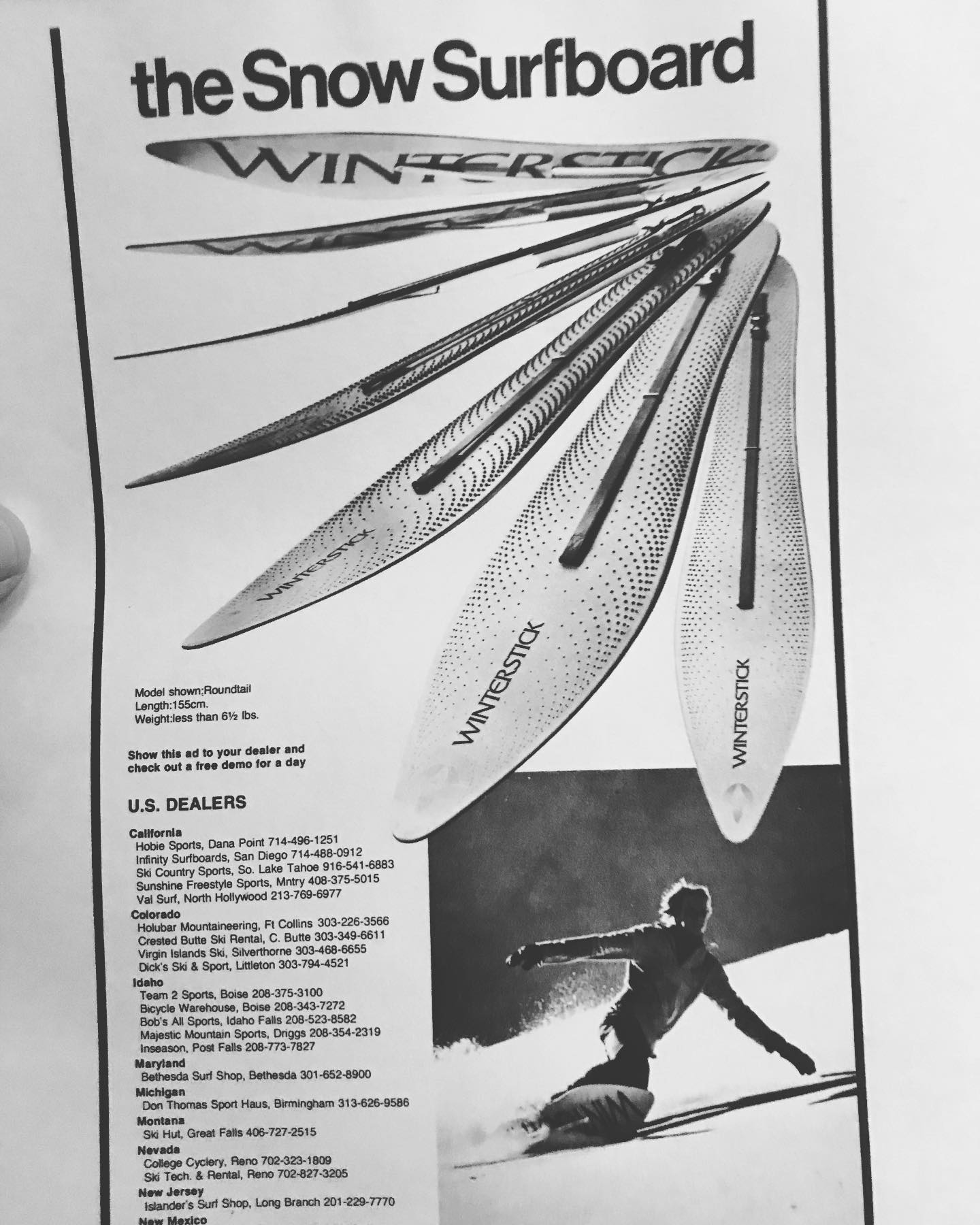 What is the rarity of Winterstick's modern swallowtail snowboard?