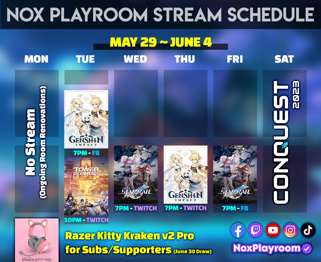 Nox - See you on day 2 of CONQUEST 2023! :D Few streams this week as we ...