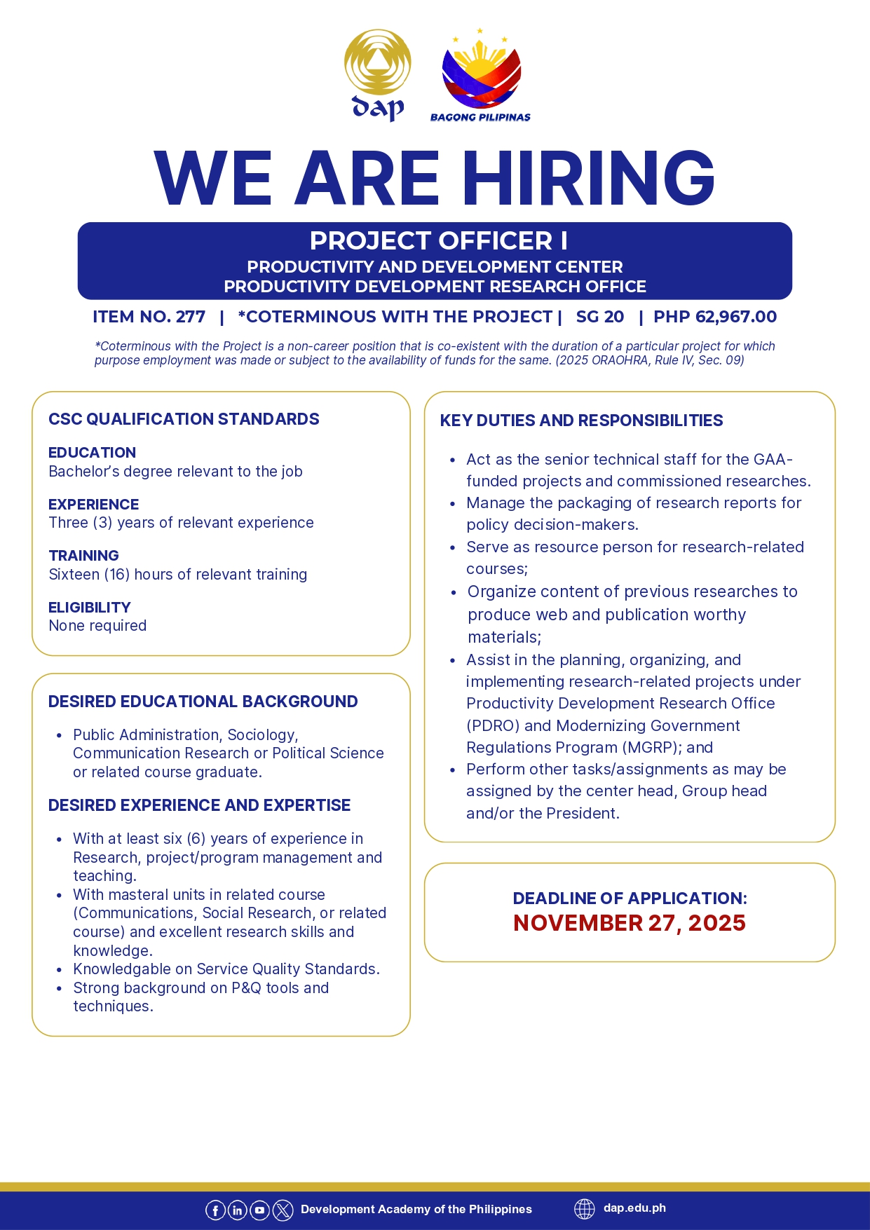 DAP Recruitment | Pasig