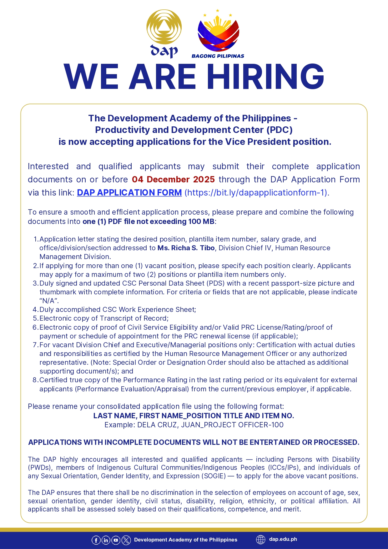 DAP Recruitment | Pasig