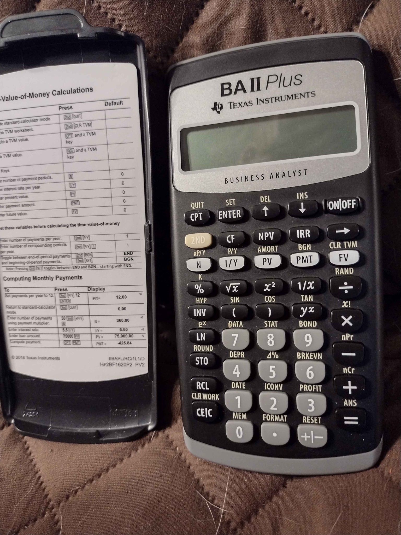 Texas Instruments TI-BA II Plus – Calculatrice Financière Pro Pour Étudiants & Professionnels – Amortissement, Flux Trésorerie, Stats