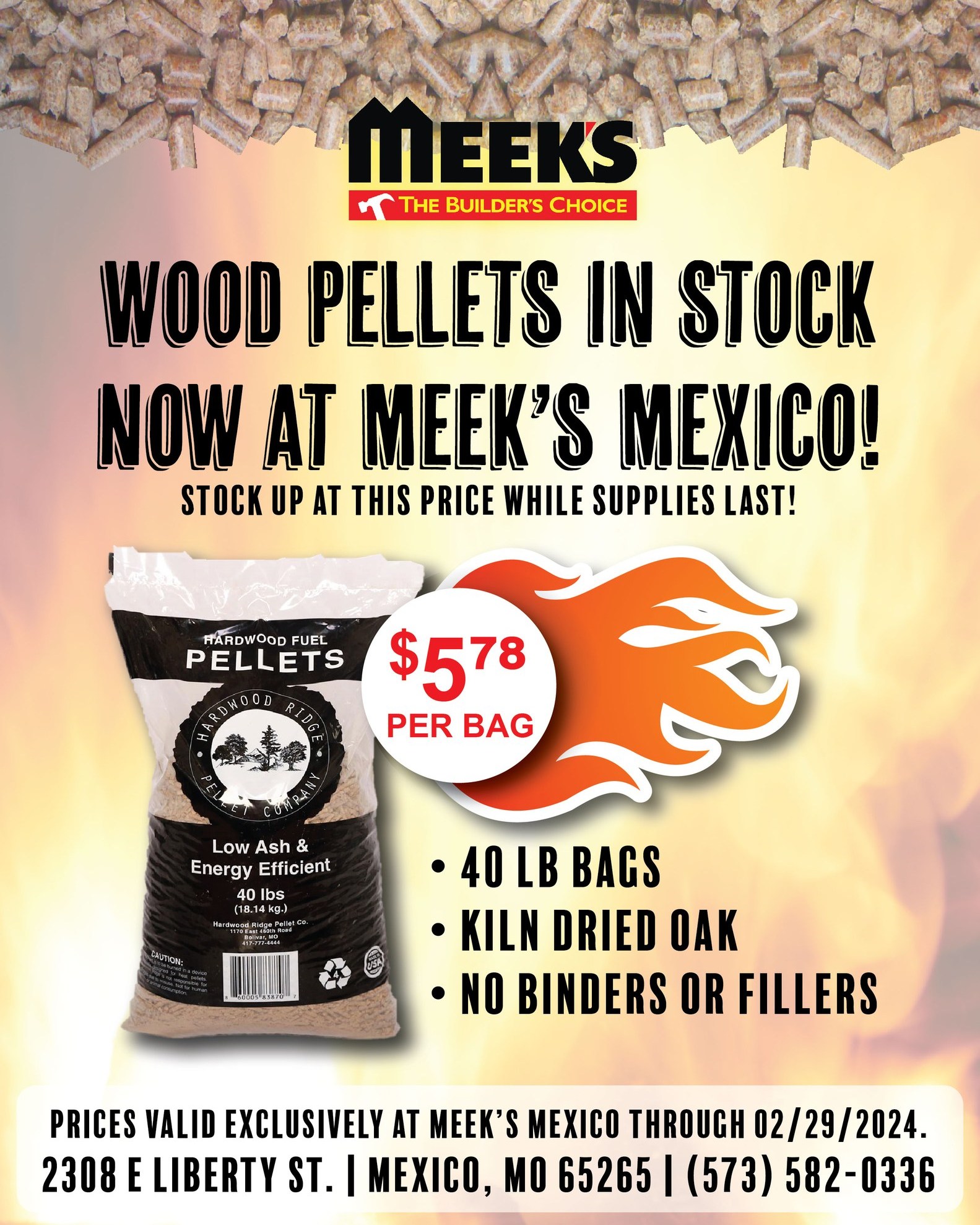Meek's - Wood Pellets in-stock and on sale now at Meek's...