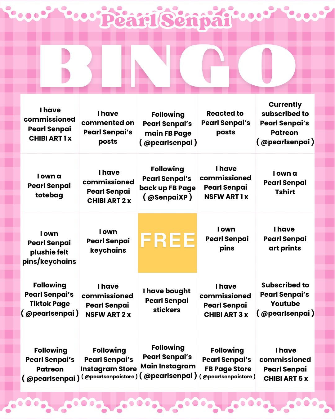 Pearl - 🎀 FREE ART BINGO! 🎀 ( Closed ) Anyone can join our Free Art ...