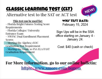 The next Classic Learning Test (CLT)... - Walton High School | Facebook