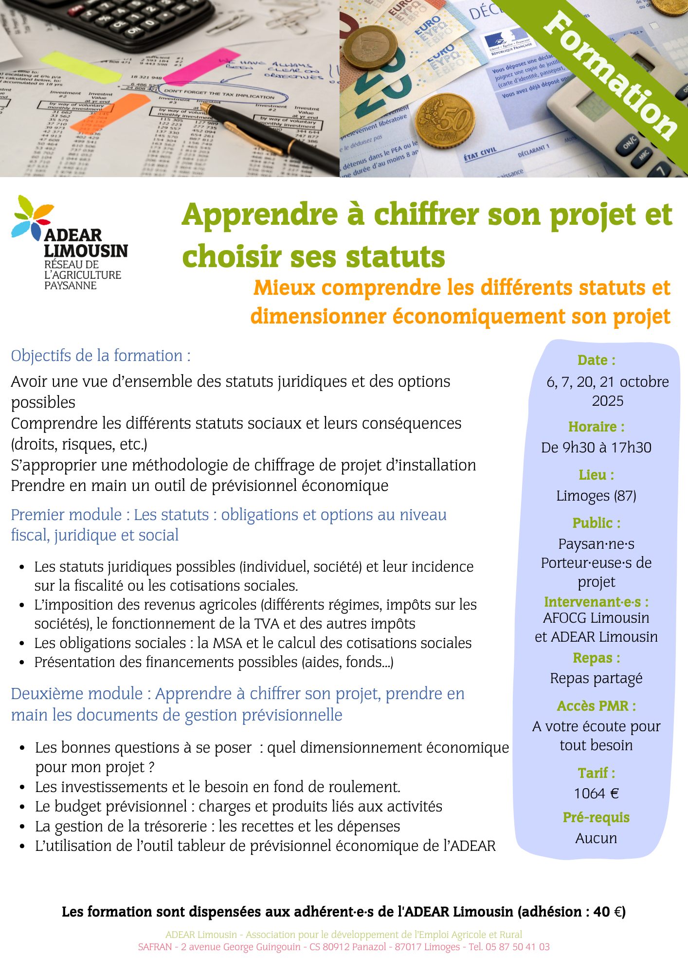 Adear - FORMATION APPRENDRE A CHIFFRER SON PROJET ET CHOISIR SES ...