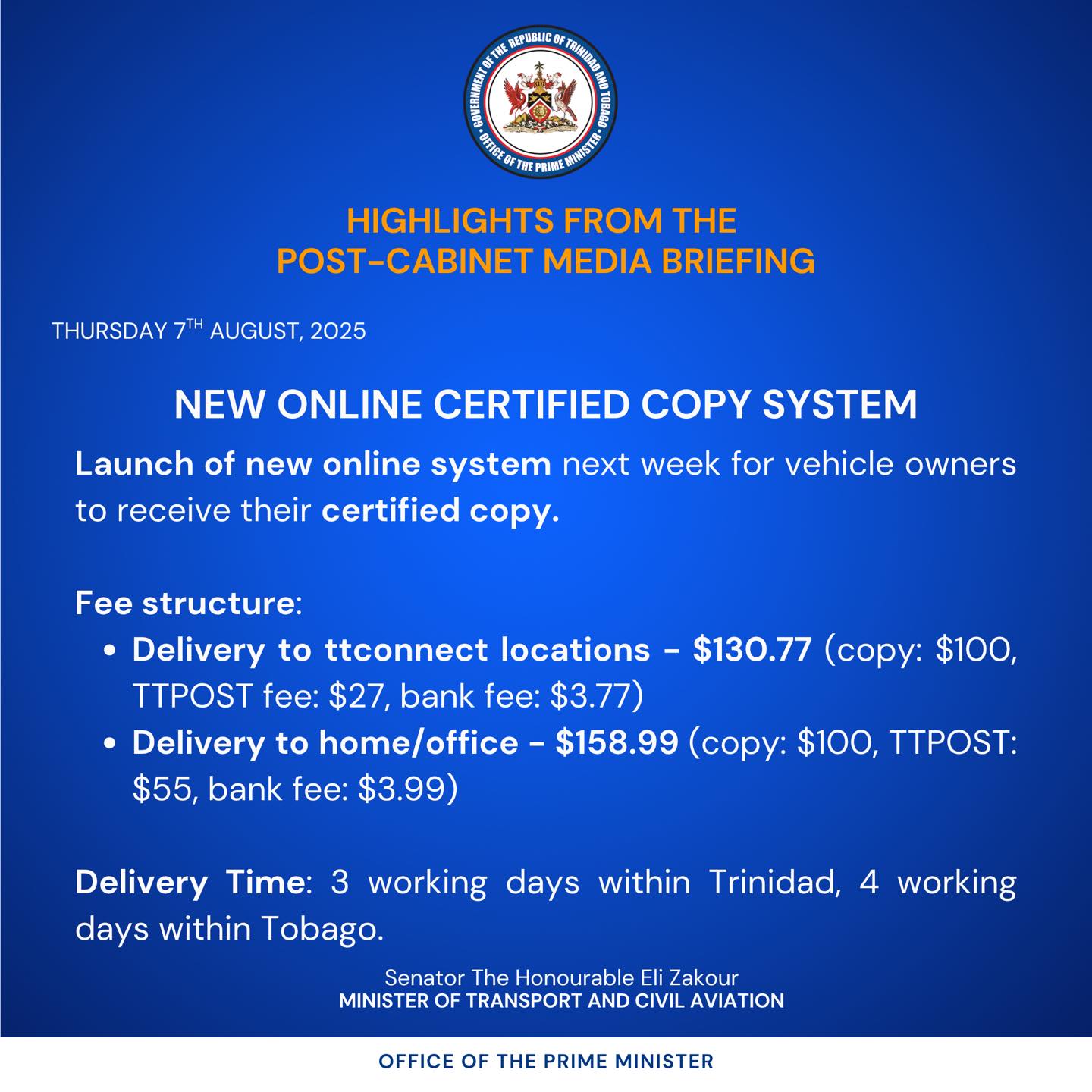 Trinidad... - Trinidad and Tobago Government Communications