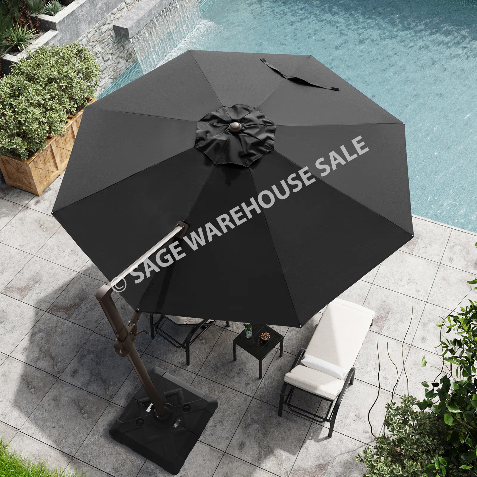 leconte patio umbrella Premium Cantilever and heavy Galtech 9 Foot Octagon Auto