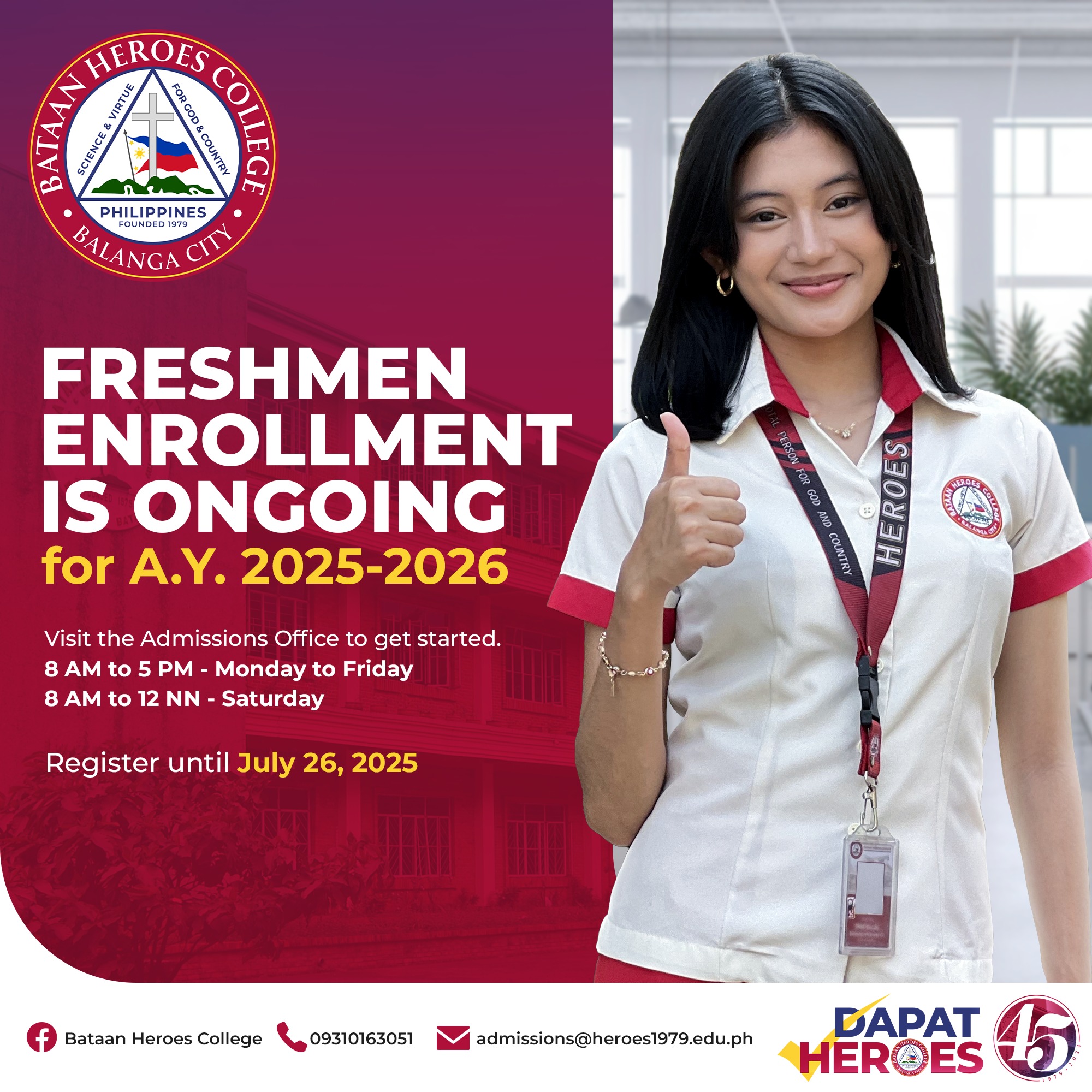 Bataan - ENROLLMENT FOR FRESHMEN IS ONGOING! Register until July 26 ...