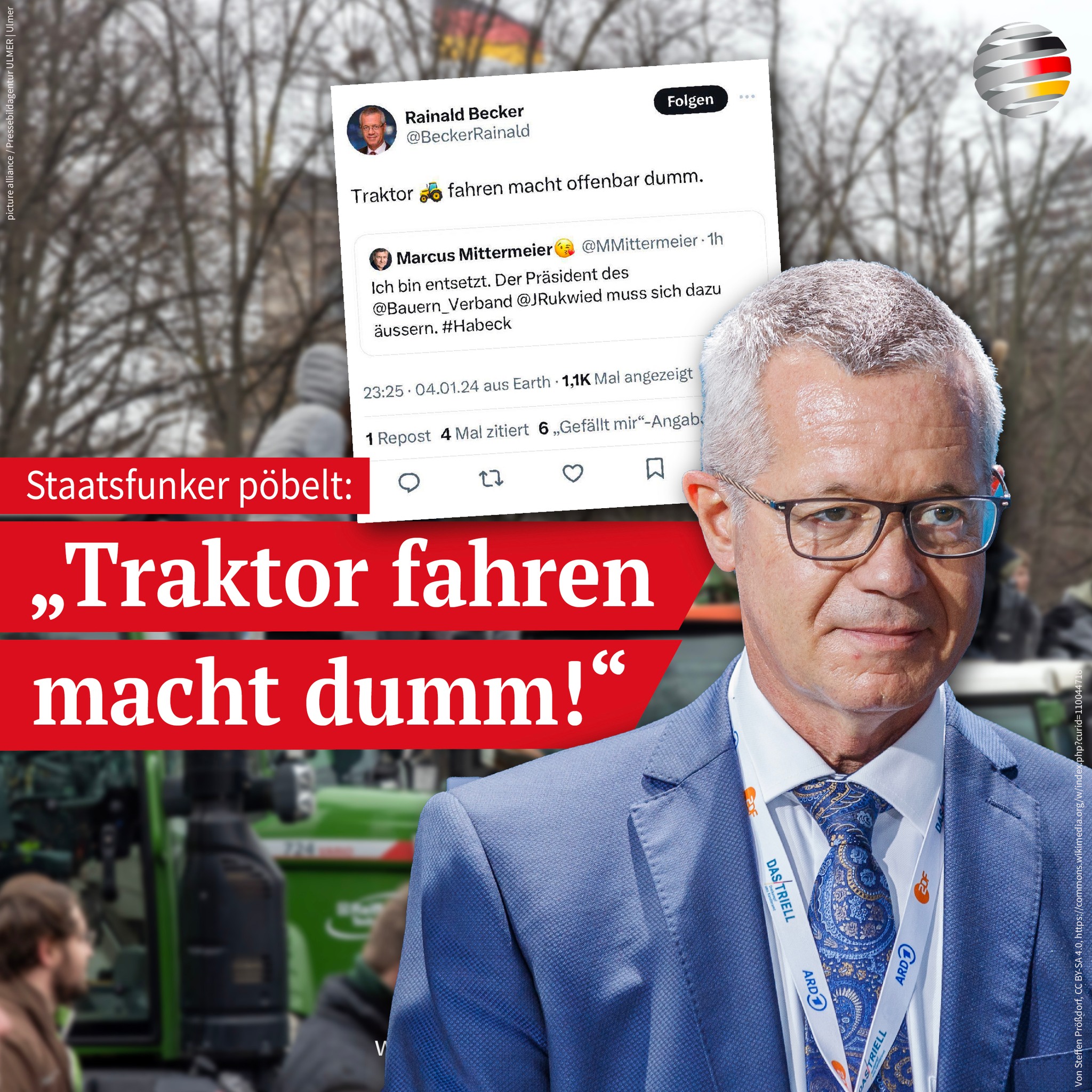 Staatsfunker pöbelt: „Traktor fahren... - Deutschland Kurier | Facebook