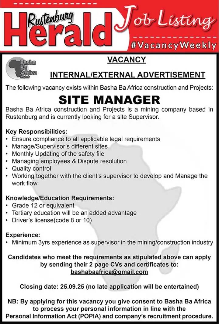 Rustenburg Vacancies... - Rustenburg Vacancies With Kidahz