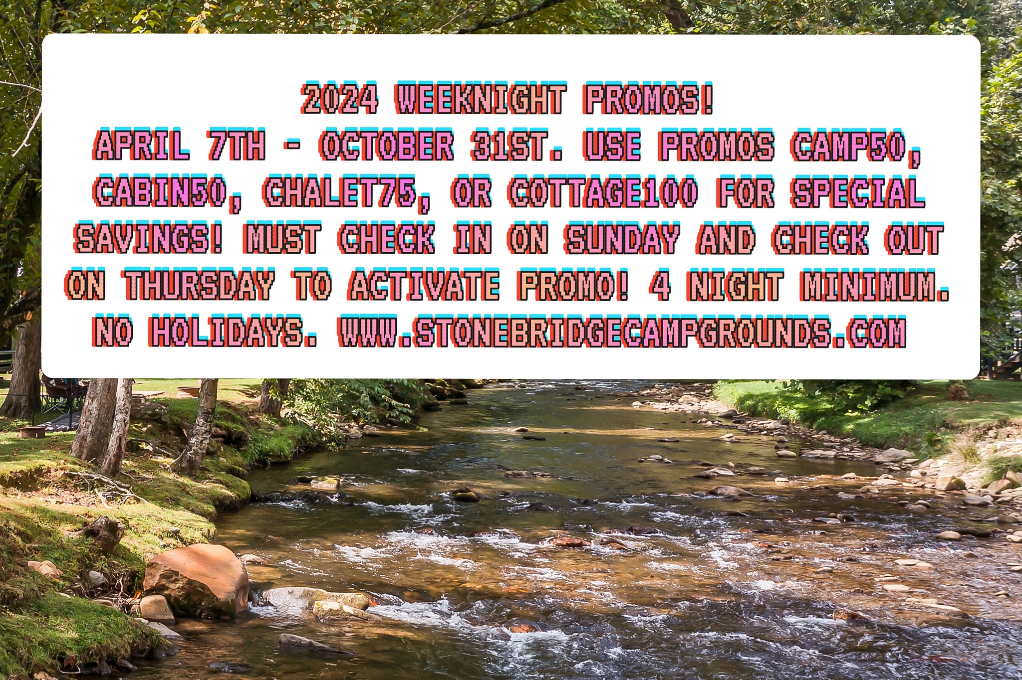 🚨Promo codes are back for 2024!... - Stonebridge Campgrounds | Facebook