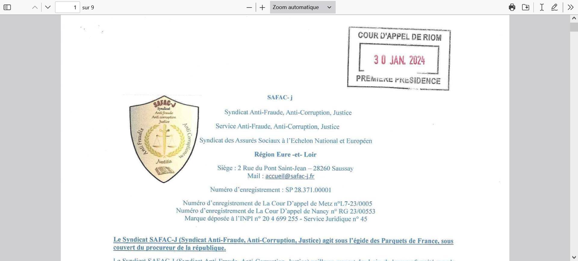 Syndicat anti fraude, anti corruption et justice - Safac-J | Saussay