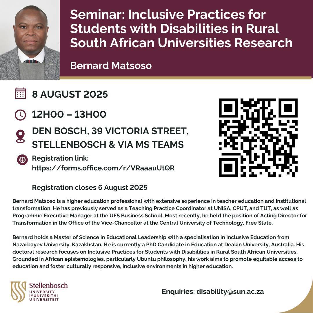 Stellenbosch - 📢 Upcoming Seminar Inclusive Practices for Students with ...