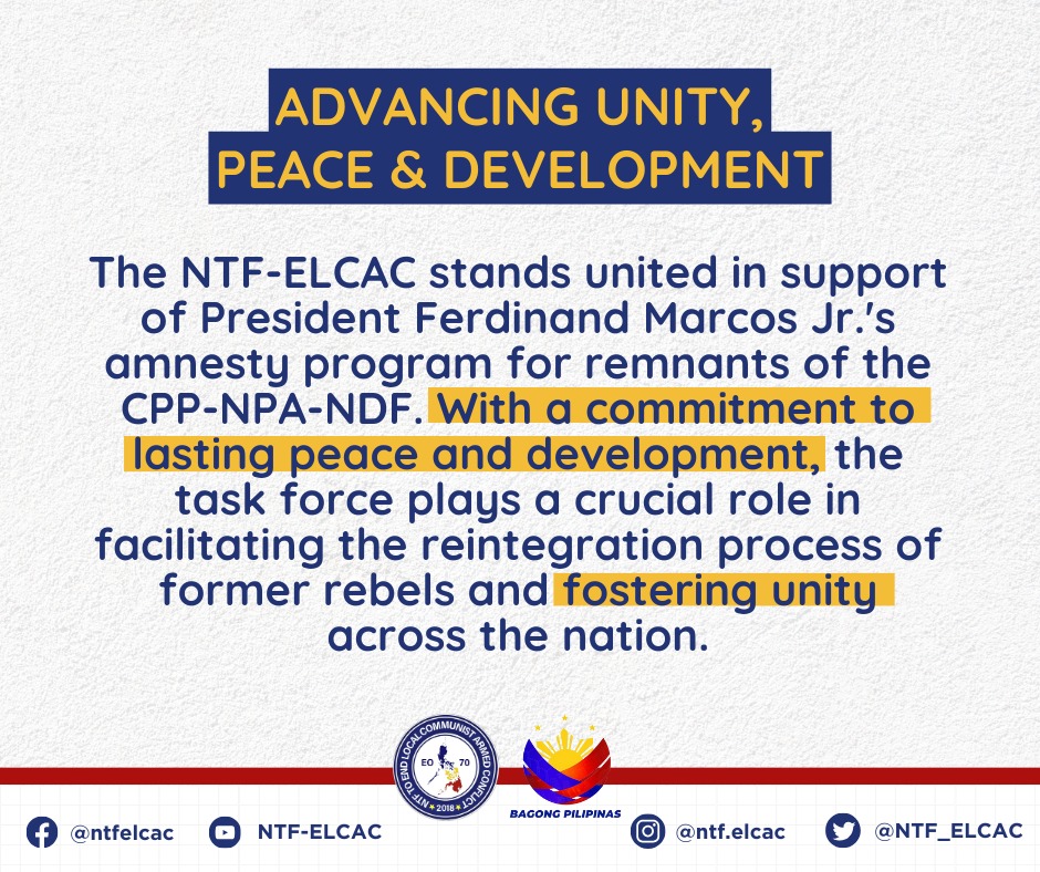 ADVANCING UNITY, PEACE & DEVELOPMENT The NTF-ELCAC stands united in ...
