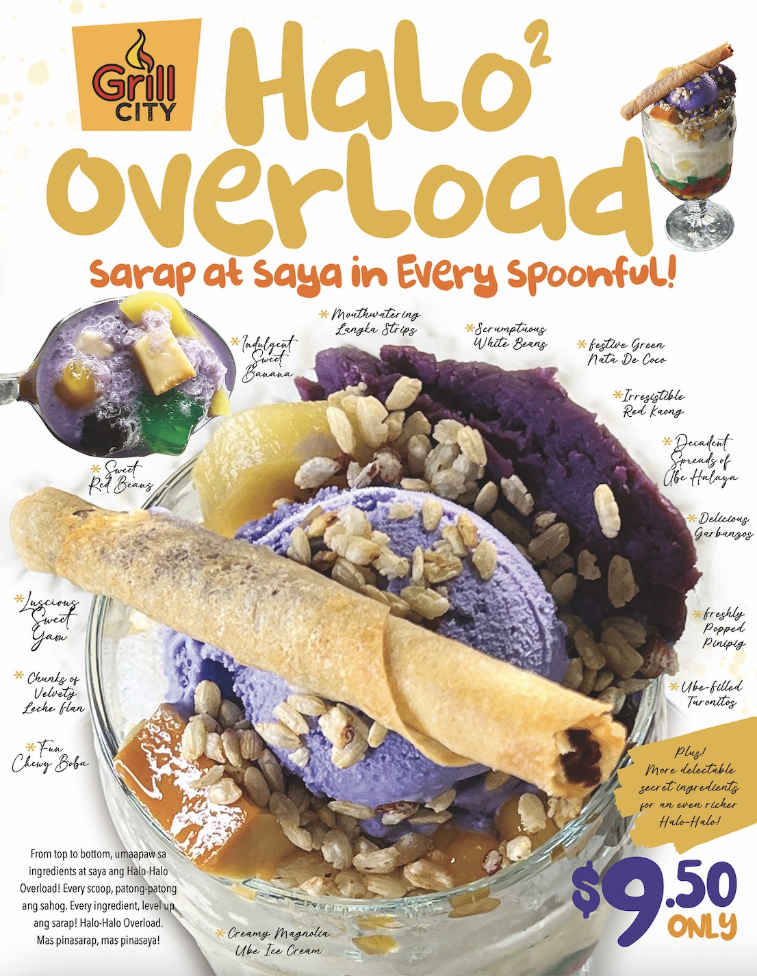 🔥Grill City's Halo Halo Overload for $9.50! 😋Sarap at Saya in