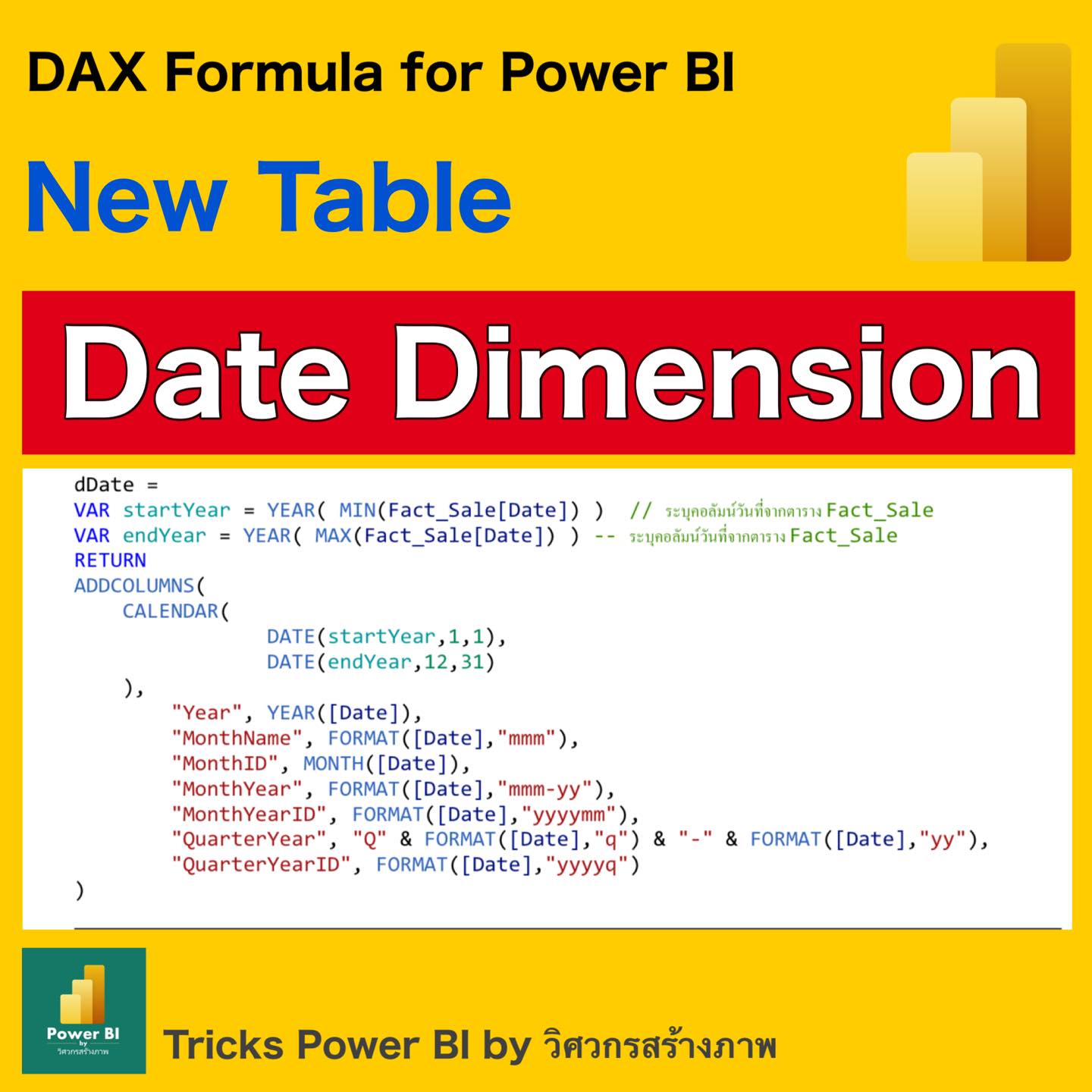 วิศวกรสร้างภาพ - DAX Formula: Date Dimension Table Date... | Facebook