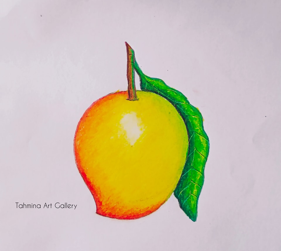 Mango🥭 Drawing - step by step - Tahmina Art Gallery