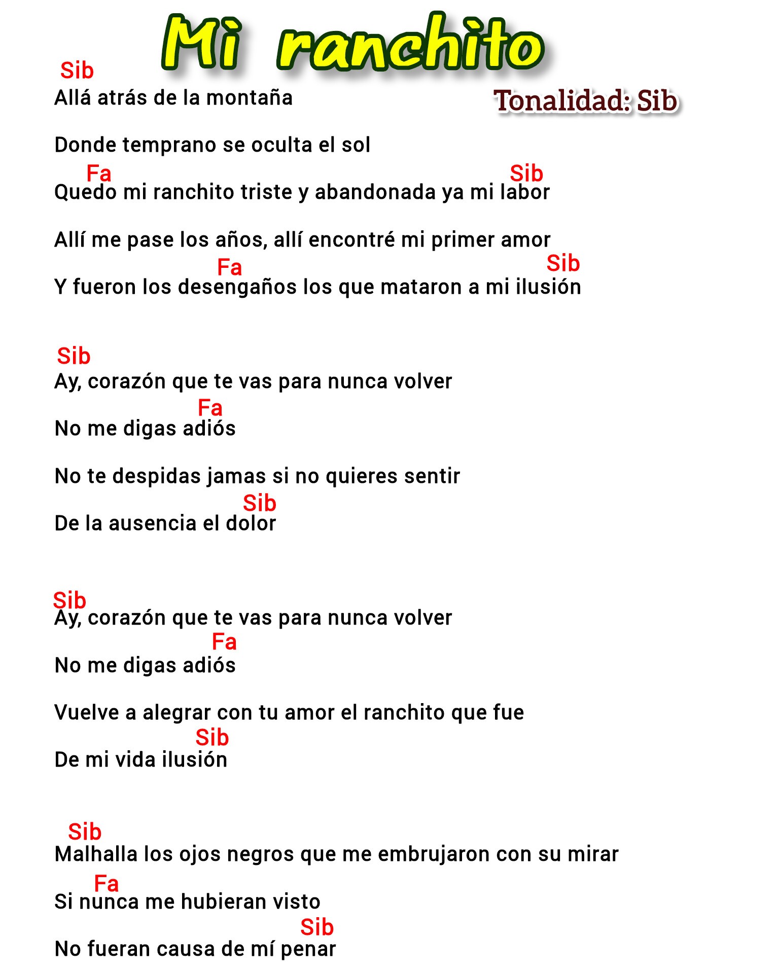 Carlos - Mi ranchito - Letra y acordes | Facebook