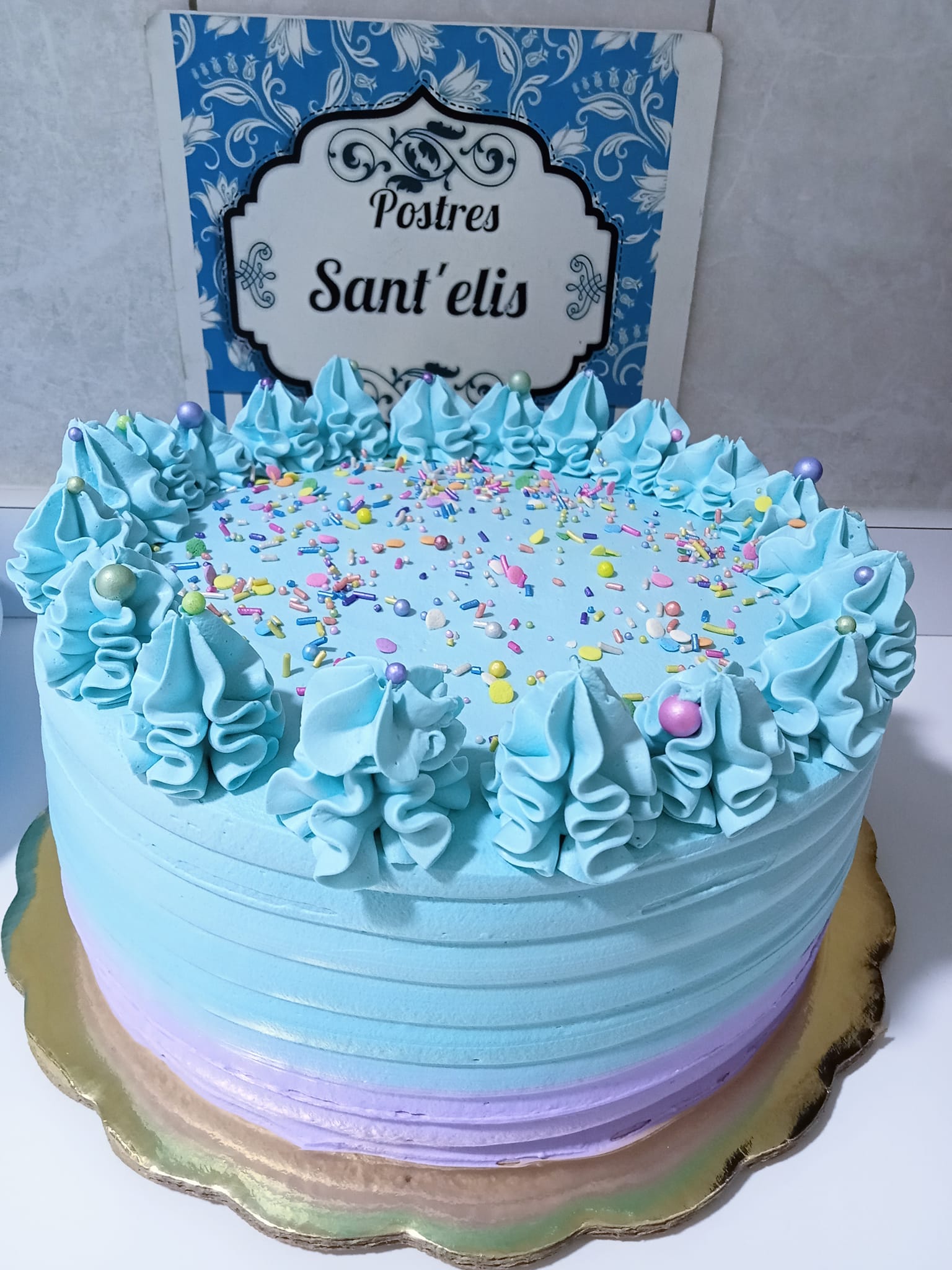 Sant'elis - 🎂Pastel decorado sencillo 🌊 Bizcocho Sabor...