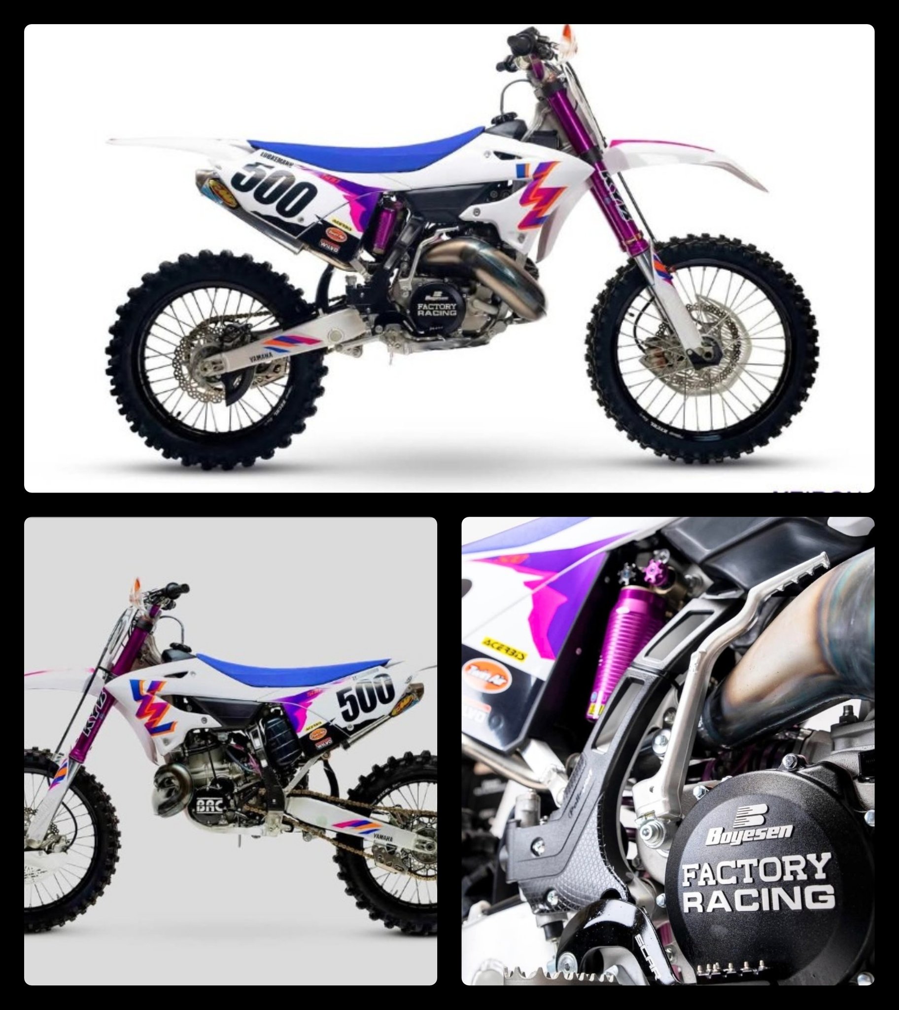 Vintage motocross bikes from 1996 and 1998