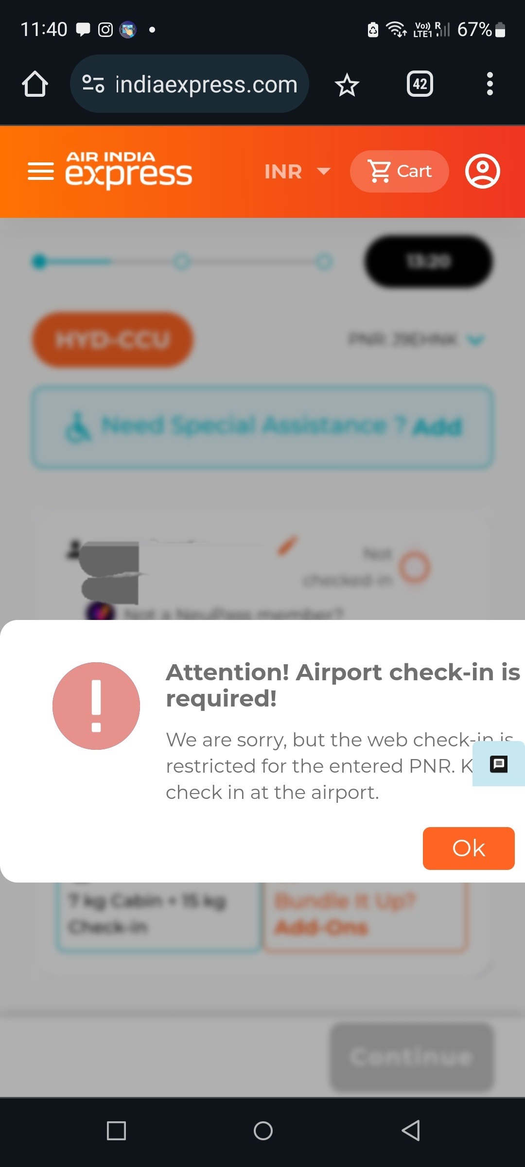 Tourist Helpline | Web check in is restricted for the entered PNR ...