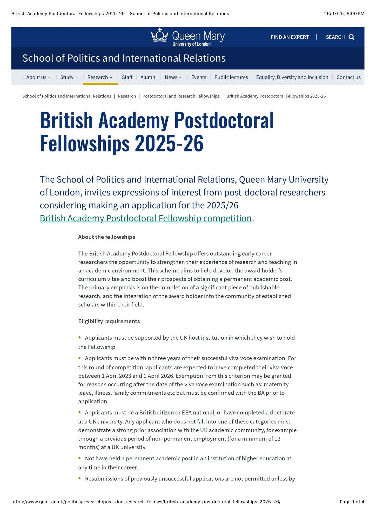 Bright - British Academy Postdoctoral Fellowships 2025/26 at Queen Mary ...