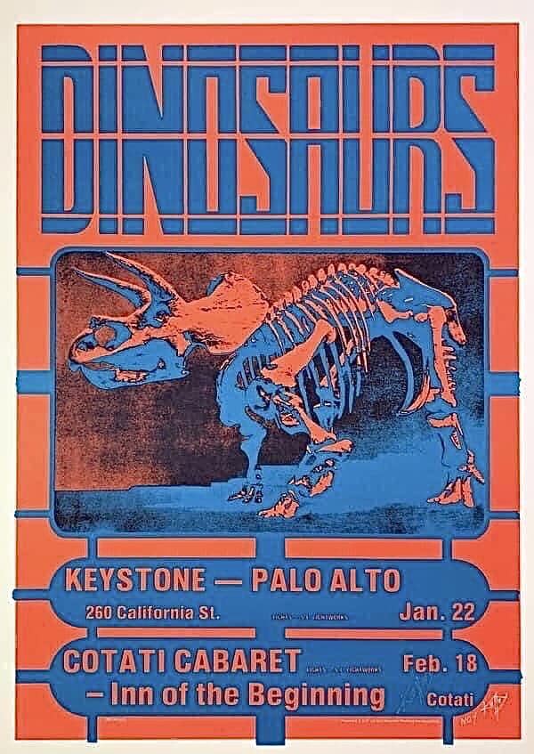 Dinosaurs band poster from 1982 san francisco, CA