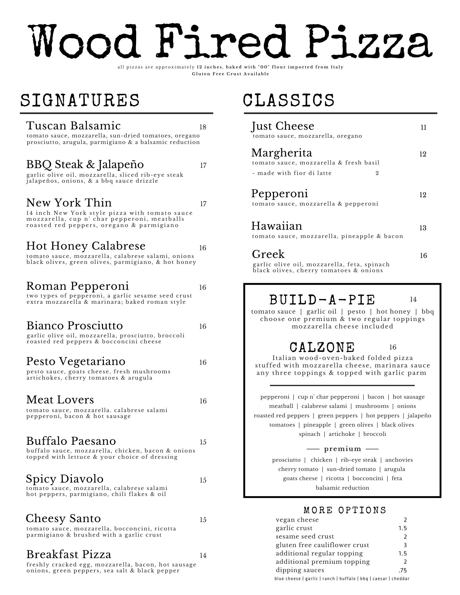 UPDATED MENU 🍕 😄 - The Lock Wood Fired Pizza