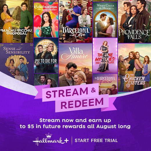 Hallmark Plus - Stream & Redeem is back for August! Earn... | Facebook