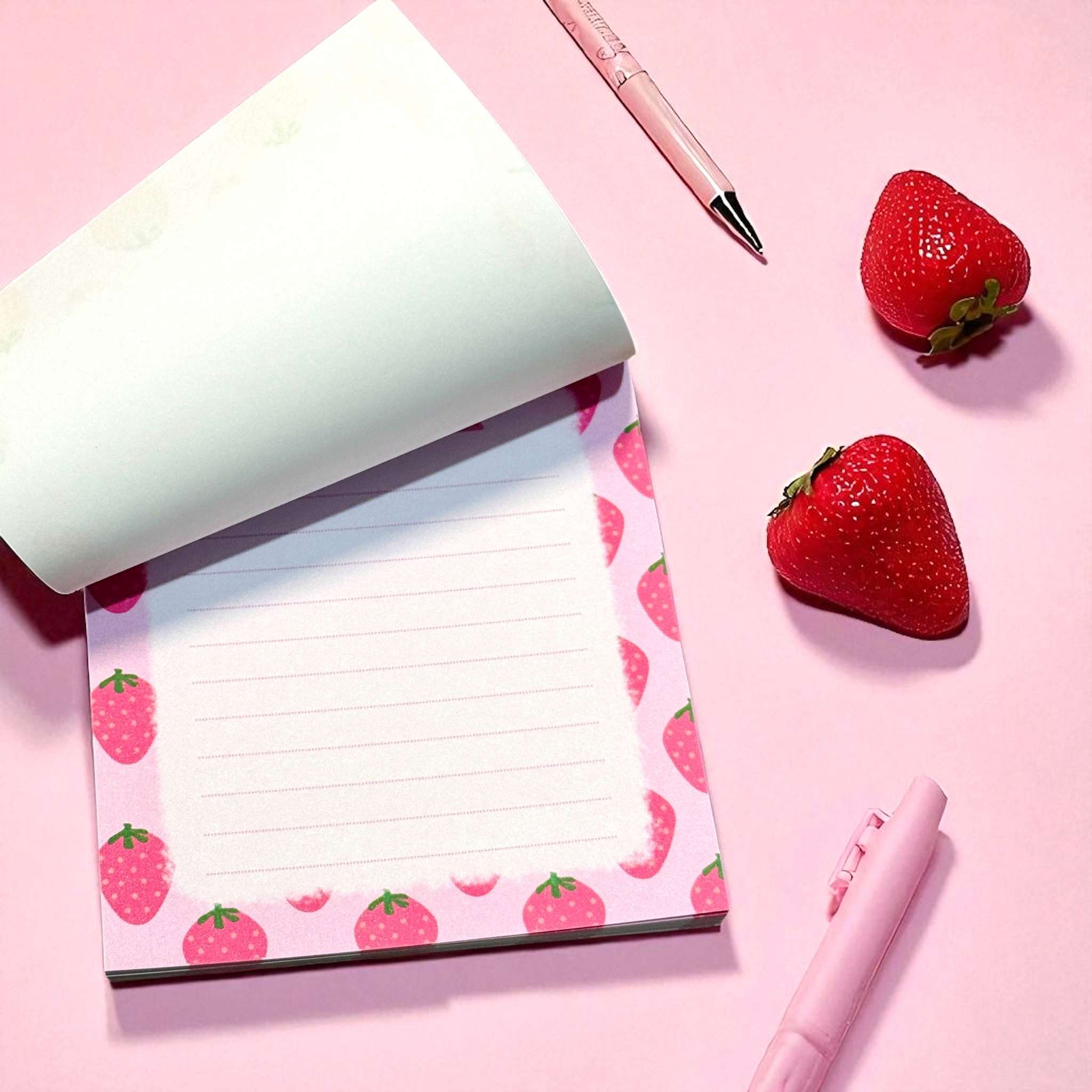 Craftinspired - Strawberry Notes Notepad – Cute Lined Paper for To-Do ...