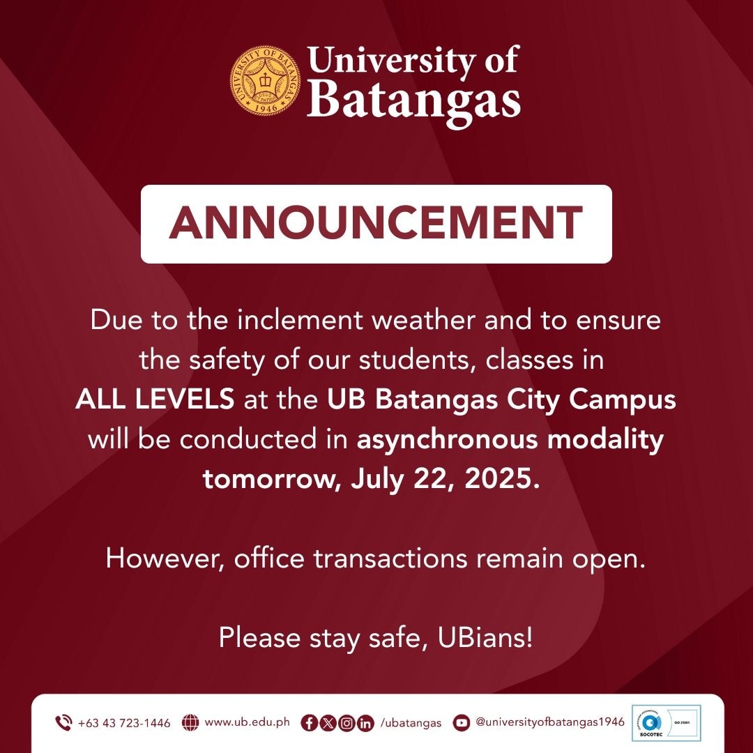 University - Due to inclement weather, please be informed that ALL ...