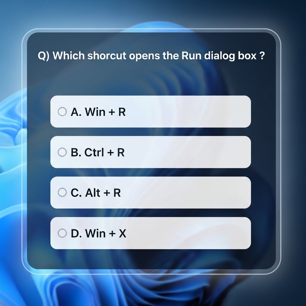 DK - Which shortcut activates the run dialog box ? 🤔💻🔑 #shortcuts #keys ...