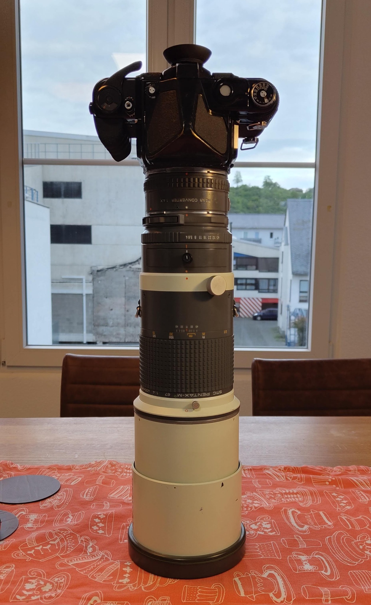 Pentax 67 400mm lens with and without 1.4x rear converter